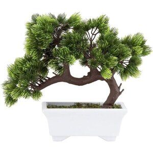 Artificial Fake Bonsai Tree for Office Desk, Potted Japanese Pine for Bookshelf